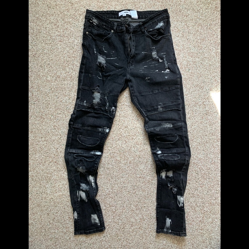 Fashion Nova Mens Skinny Paint Splatter Jeans 34